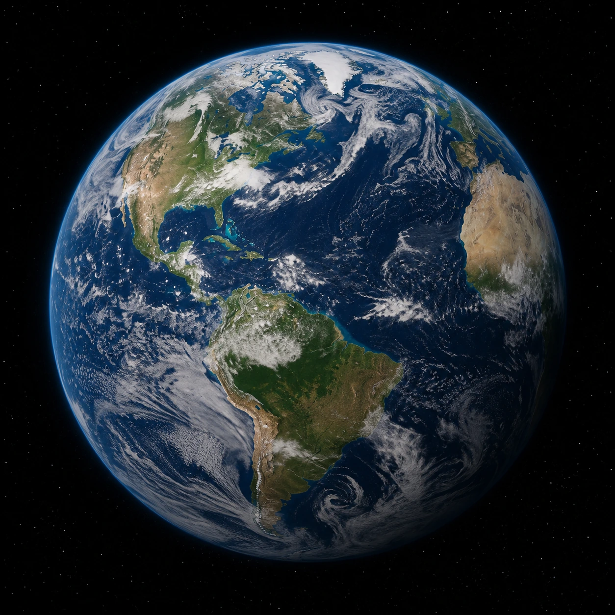 Photorealistic Earth seen from orbit